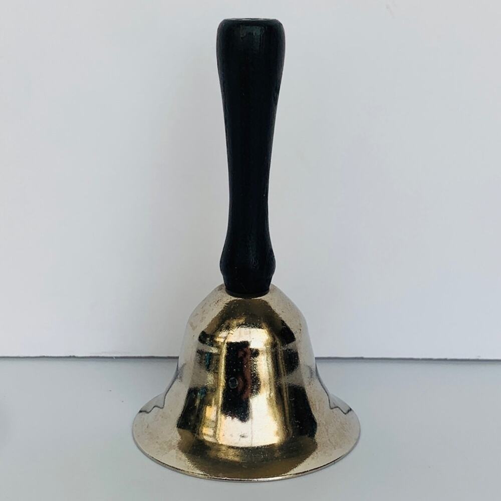 Vintage Metal Bell with Wood Handle